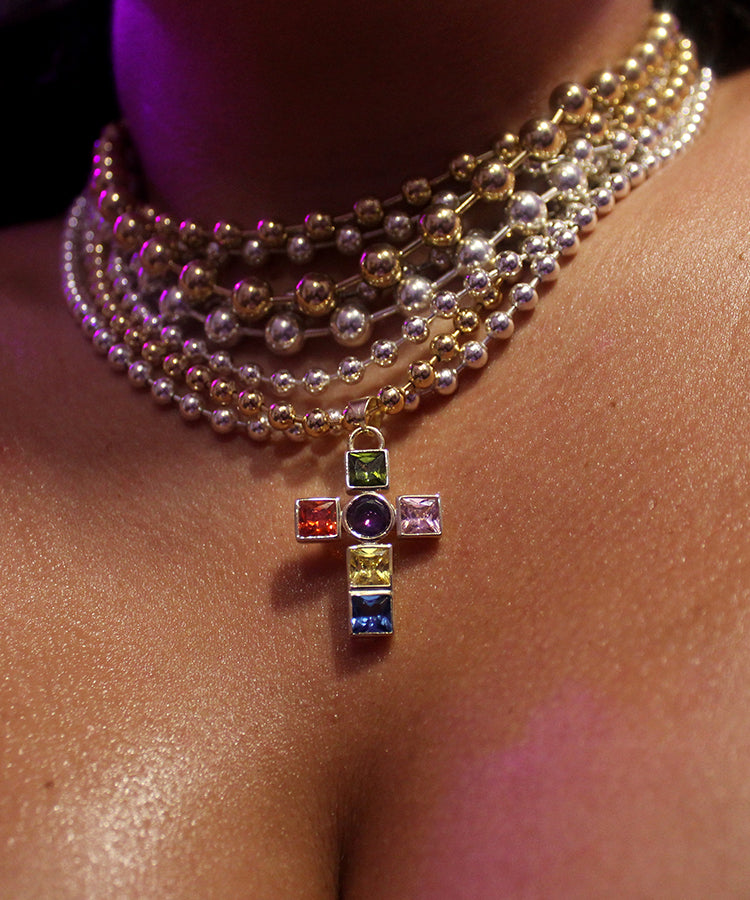 The Leadlight Cross Ball Chain Necklace