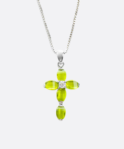 Jadra Lime Green Cross Necklace