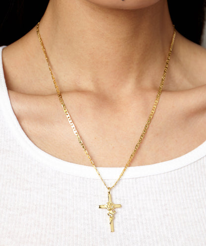 Lourdes Rose Cross Necklace