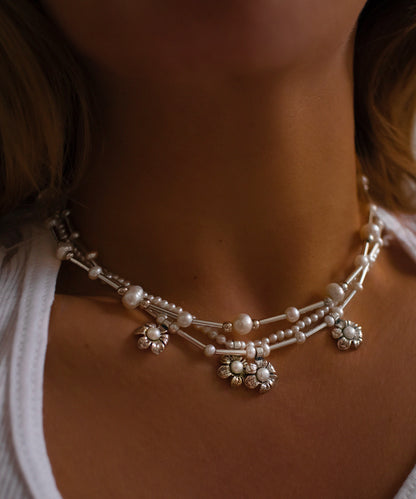 PEARL & SILVER BEADED NECKLACE