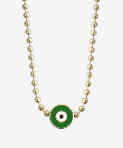 Astor Green Enamel Evil Eye Necklace