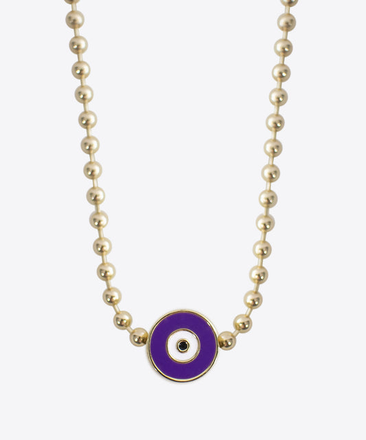 Astor Purple Enamel Evil Eye Necklace