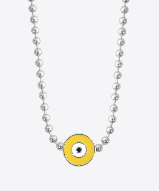 Astor Yellow Enamel Evil Eye Necklace
