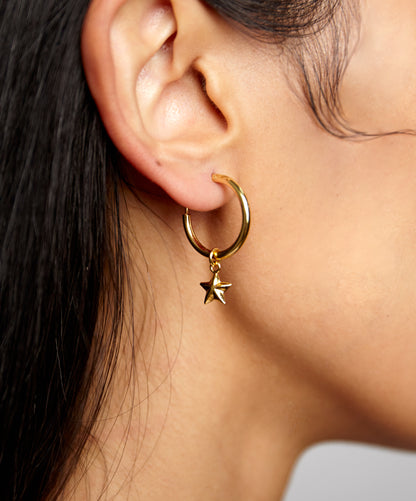 Star Dangle Mini Hoop Earrings